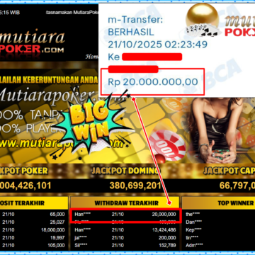 Bukti Withdraw ( 20,000,000,- ) Member Setia MutiaraPokerc