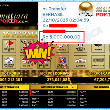 Bukti Withdraw ( 5,000,000,- ) Member Setia MutiaraPokerc