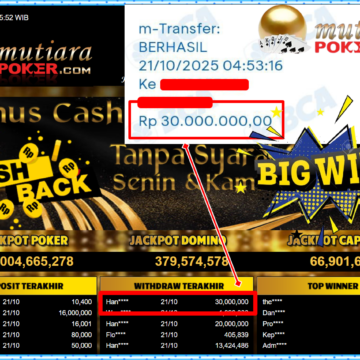 Bukti Withdraw ( 30,000,000,- ) Member Setia MutiaraPokerc