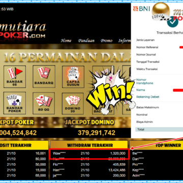 Bukti Withdraw ( 1,320,000,- ) Member Setia MutiaraPokerc