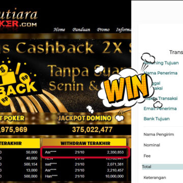 Bukti Withdraw ( 2,350,853,- ) Member Setia MutiaraPokerc