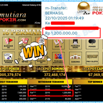 Bukti Withdraw ( 1,200,000,- ) Member Setia MutiaraPokerc