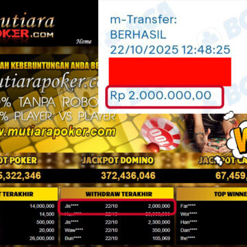 Bukti Withdraw ( 2,000,000,- ) Member Setia MutiaraPokerc
