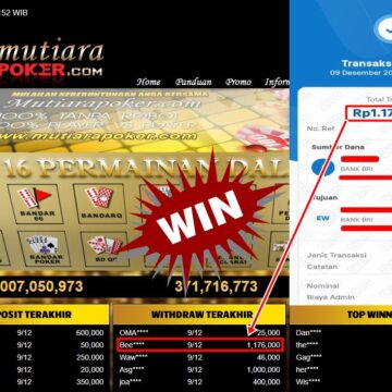 Bukti Withdraw (1,176,000,- ) Member Setia MutiaraPoker