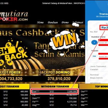 Bukti Withdraw (2,000,000,- ) Member Setia MutiaraPoker