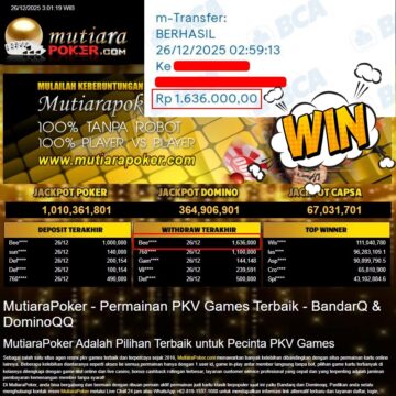 Bukti Withdraw ( 1.636.000,- ) Member Setia MutiaraPoker