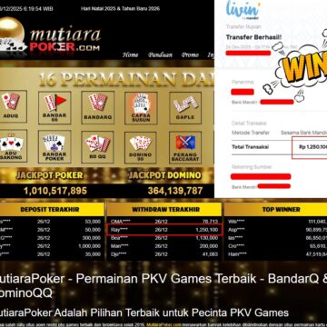 Bukti Withdraw ( 1.250.100,- ) Member Setia MutiaraPoker