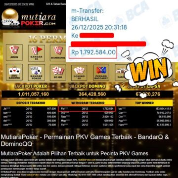 Bukti Withdraw ( 1.792.584,- ) Member Setia MutiaraPoker