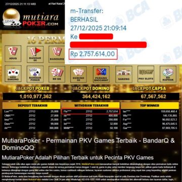 Bukti Withdraw ( 2.757.614,- ) Member Setia MutiaraPoker