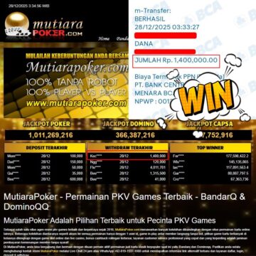 Bukti Withdraw ( 1.400.000,- ) Member Setia MutiaraPoker