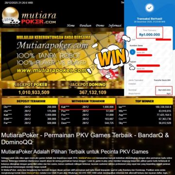 Bukti Withdraw ( 1.000.000,- ) Member Setia MutiaraPoker