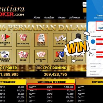 Bukti Withdraw ( 1.150.000,- ) Member Setia MutiaraPoker