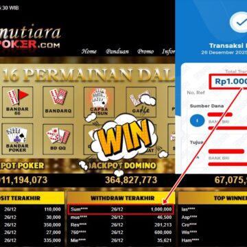 Bukti Withdraw ( 1.000.000,- ) Member Setia MutiaraPoker