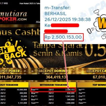 Bukti Withdraw ( 2,500,153,- ) Member Setia MutiaraPoker