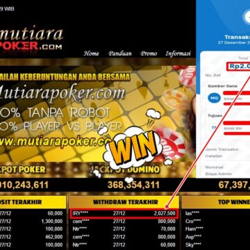 Bukti Withdraw ( 2,027,500,- ) Member Setia MutiaraPoker