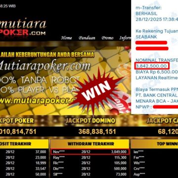 Bukti Withdraw ( 3,849,000,- ) Member Setia MutiaraPoker