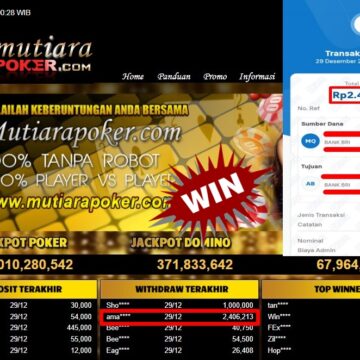 Bukti Withdraw ( 2,406,213,- ) Member Setia MutiaraPoker