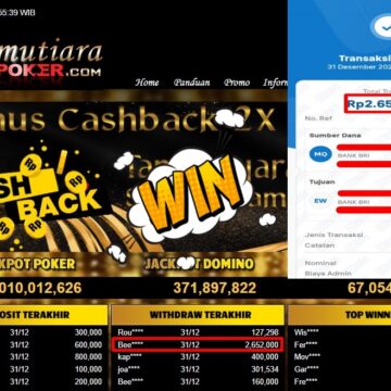 Bukti Withdraw ( 2,652,000,- ) Member Setia MutiaraPoker