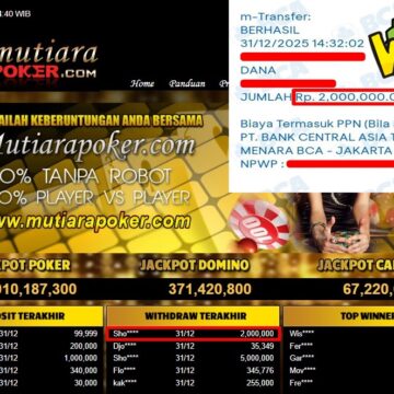Bukti Withdraw ( 2,000,000,- ) Member Setia MutiaraPoker