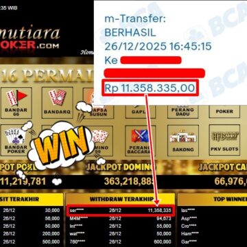 Bukti Withdraw ( 11,358,335,- ) Member Setia MutiaraPoker
