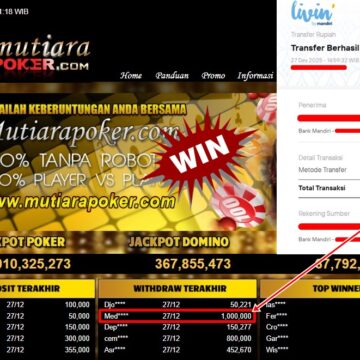 Bukti Withdraw ( 1,000,000,- ) Member Setia MutiaraPoker