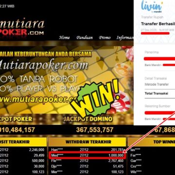 Bukti Withdraw ( 1,000,000,- ) Member Setia MutiaraPoker