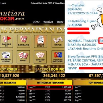 Bukti Withdraw ( 1,000,000,- ) Member Setia MutiaraPoker