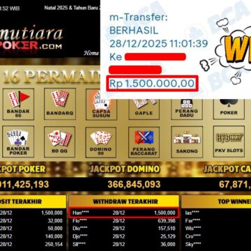 Bukti Withdraw ( 1,500,000,- ) Member Setia MutiaraPoker
