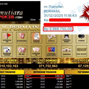 Bukti Withdraw ( 3,568,730,- ) Member Setia MutiaraPoker