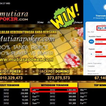 Bukti Withdraw ( 1,800,000,- ) Member Setia MutiaraPoker