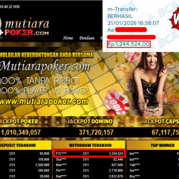 Bukti Withdraw ( 1.244.524,- ) Member Setia MutiaraPoker
