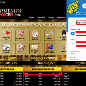 Bukti Withdraw (10,115,298,- ) Member Setia MutiaraPoker