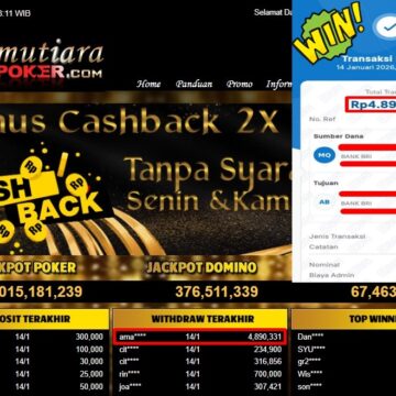 Bukti Withdraw ( 4,890,331,- ) Member Setia MutiaraPoker