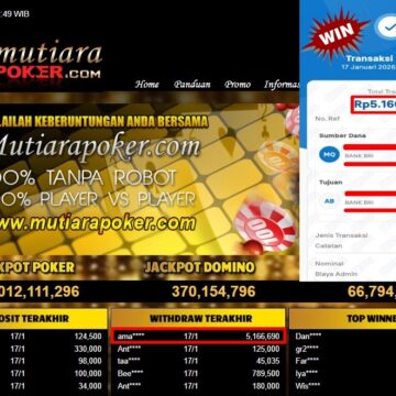 Bukti Withdraw ( 5,166,690,- ) Member Setia MutiaraPoker