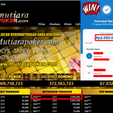 Bukti Withdraw ( 2,050,000,- ) Member Setia MutiaraPoker