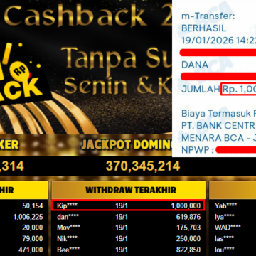 Bukti Withdraw ( 1,000,000,- ) Member Setia MutiaraPoker