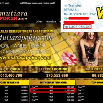 Bukti Withdraw ( 1,303,054,- ) Member Setia MutiaraPoker