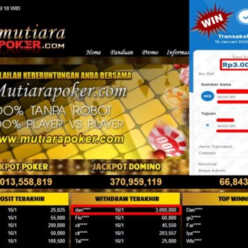 Bukti Withdraw ( 3,000,000,- ) Member Setia MutiaraPoker