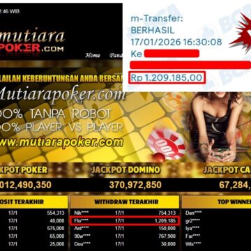 Bukti Withdraw ( 1,209,185,- ) Member Setia MutiaraPoker