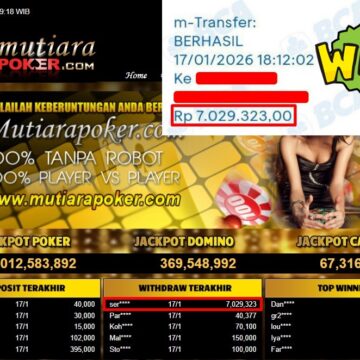 Bukti Withdraw ( 7,029,323,- ) Member Setia MutiaraPoker