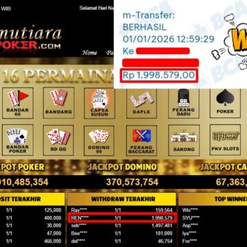Bukti Withdraw ( 1,998,579,- ) Member Setia MutiaraPoker