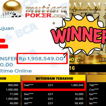 Bukti Withdraw ( 1.965.049,- ) Member Setia MutiaraPoker