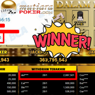 Bukti Withdraw ( 2.087.501,- ) Member Setia MutiaraPoker