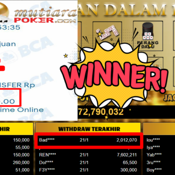 Bukti Withdraw ( 2.012.070,- ) Member Setia MutiaraPoker