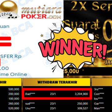 Bukti Withdraw ( 3.204.900,- ) Member Setia MutiaraPoker