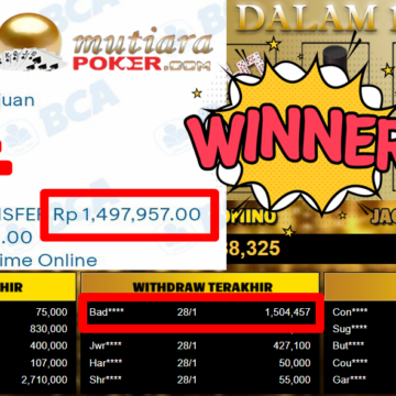 Bukti Withdraw ( 1.504.457,- ) Member Setia MutiaraPoker