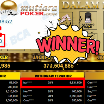 Bukti Withdraw ( 5.531.500,- ) Member Setia MutiaraPoker