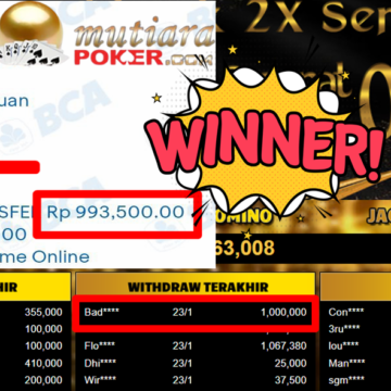 Bukti Withdraw ( 1.000.000,- ) Member Setia MutiaraPoker