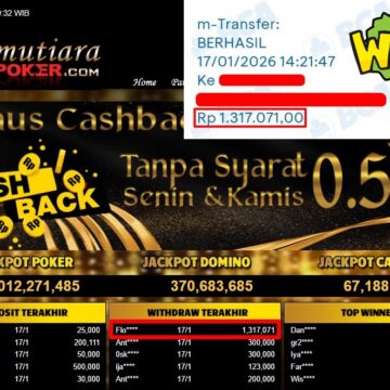 Bukti Withdraw ( 1,317,071,- ) Member Setia MutiaraPoker