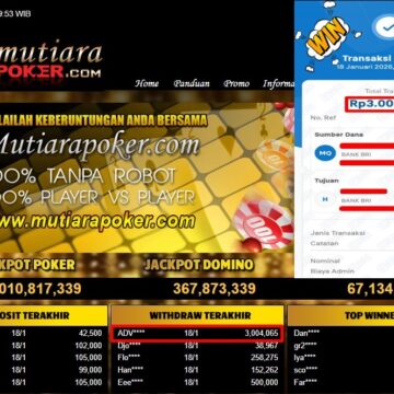 Bukti Withdraw ( 3,004,065,- ) Member Setia MutiaraPoker